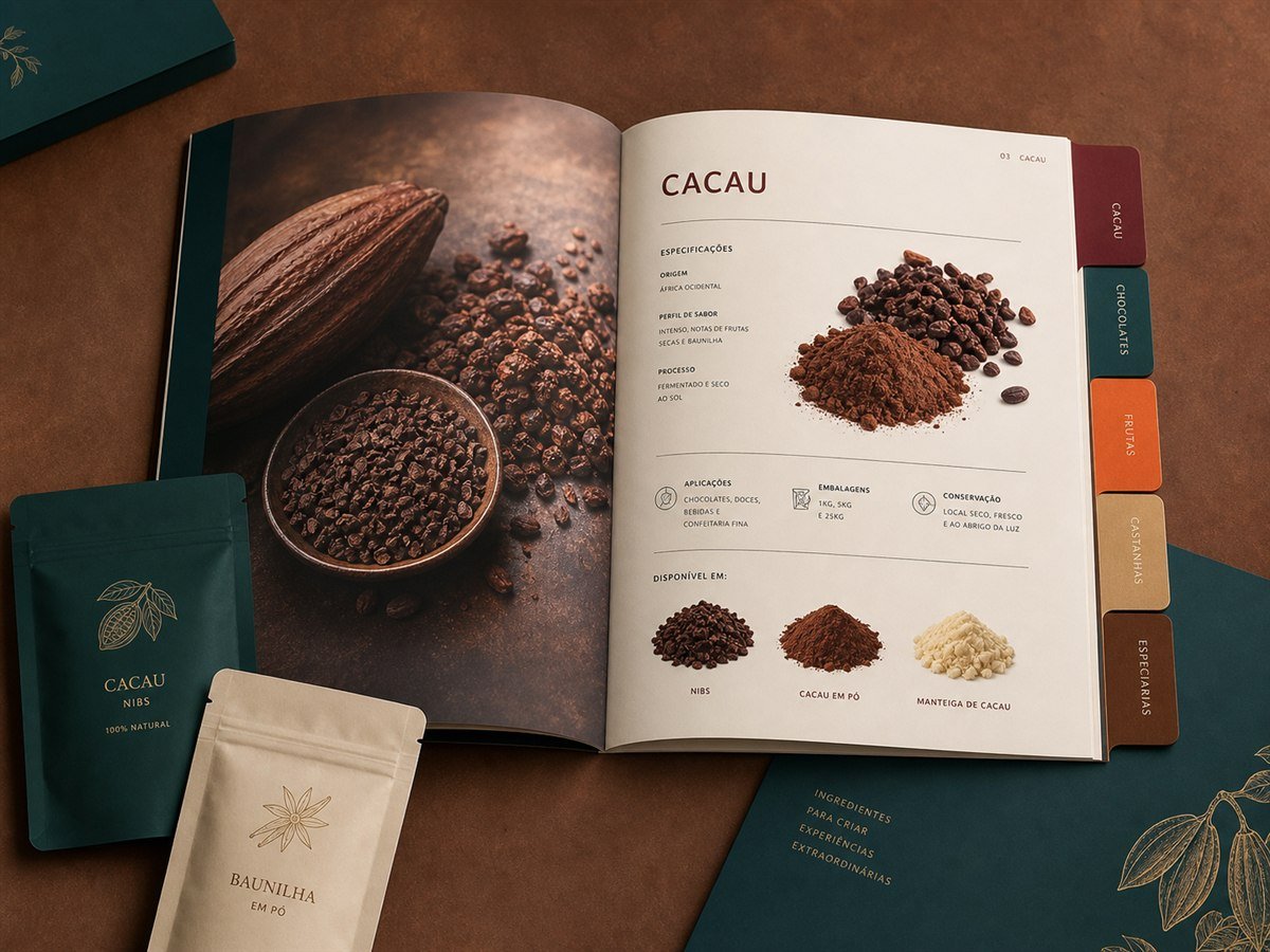 Estudo conceitual de catálogo de produtos para ingredientes gourmet