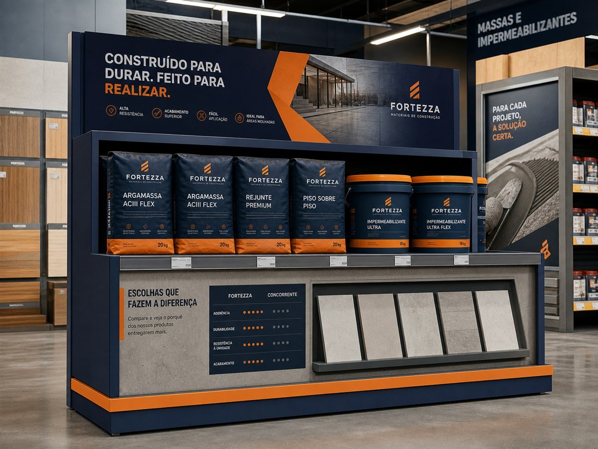 Estudo conceitual de comunicação de ponto de venda para materiais de construção